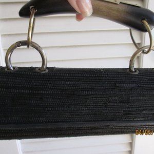 Jalda Structured Black Woven Leather Bag or Clutch